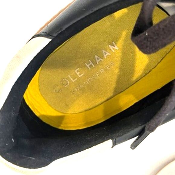 Cole Haan Grandpro Topspin Sneakers Black Leather Lace Up Size 8.5 White Sole - Picture 9 of 10